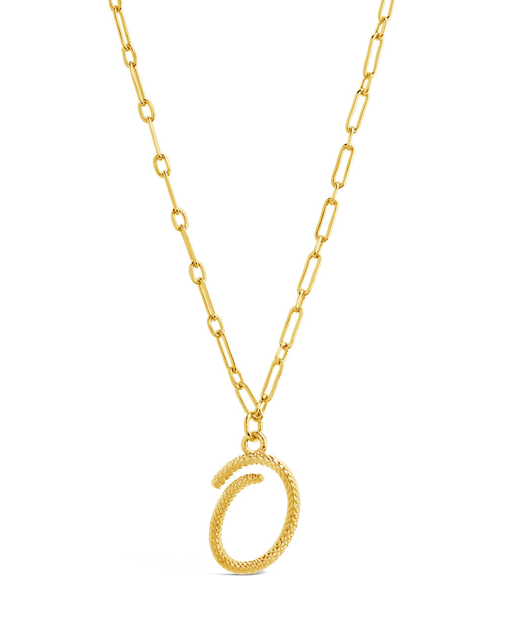 Textured Initial Charm Necklace Necklace Sterling Forever Gold O 