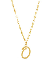 Textured Initial Charm Necklace Necklace Sterling Forever Gold O 