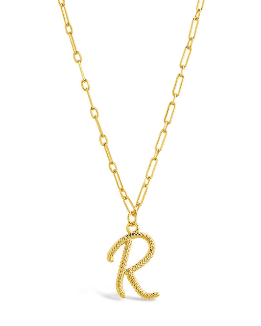 Textured Initial Charm Necklace Necklace Sterling Forever 