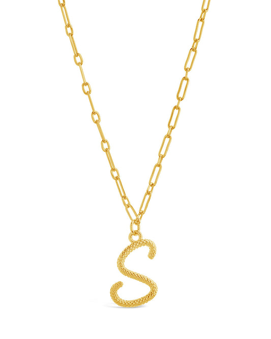 Textured Initial Charm Necklace Necklace Sterling Forever 