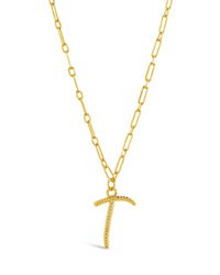Textured Initial Charm Necklace Necklace Sterling Forever 