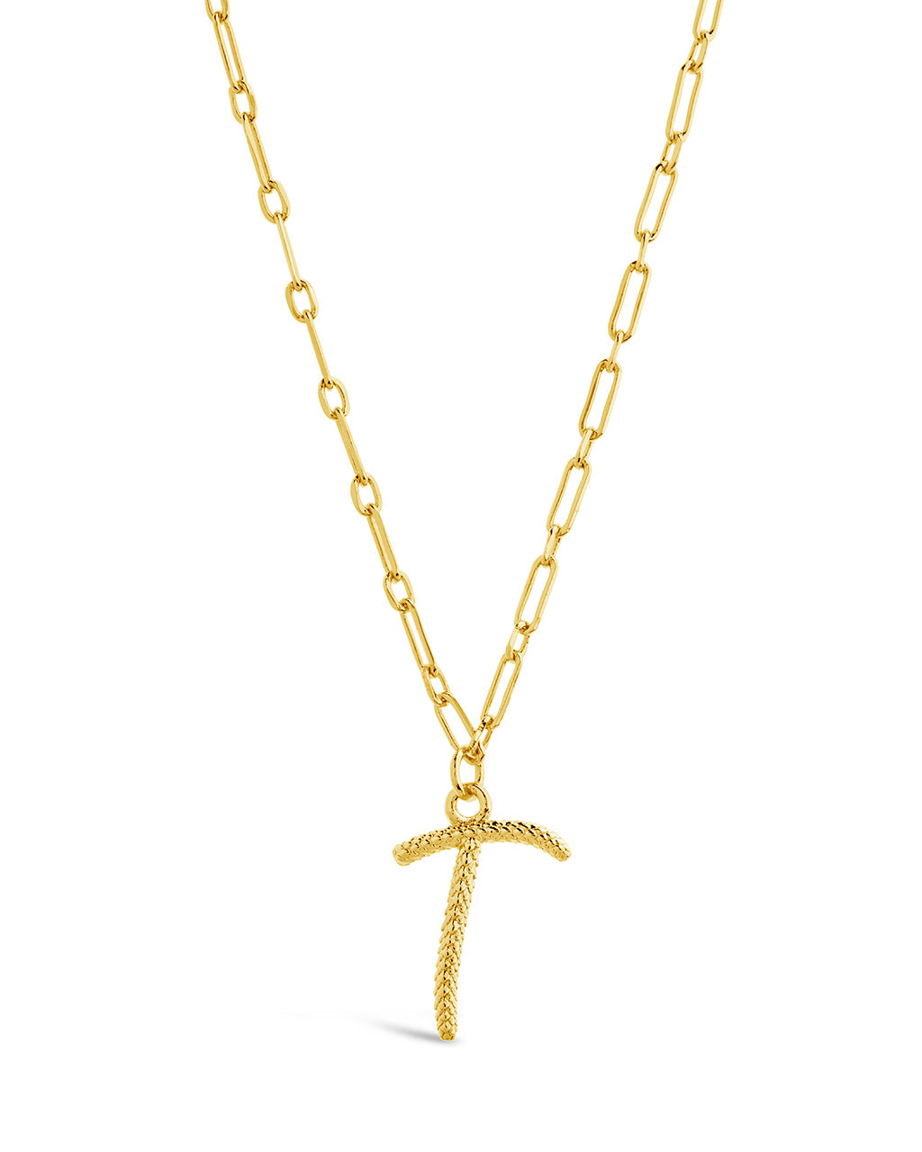 Textured Initial Charm Necklace Necklace Sterling Forever 