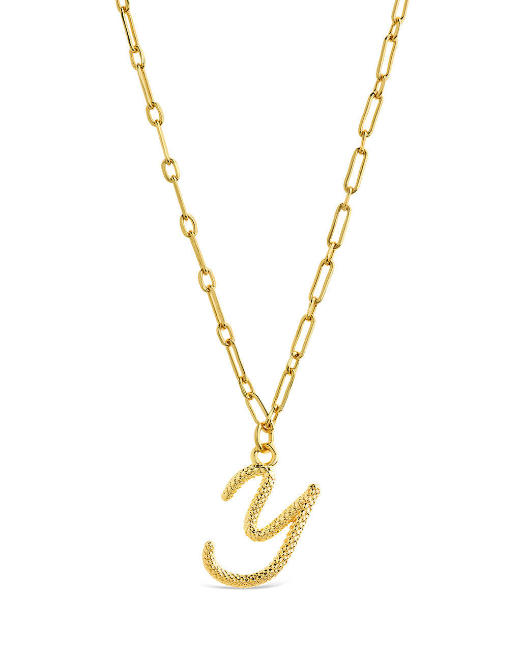 Textured Initial Charm Necklace Necklace Sterling Forever Gold Y 