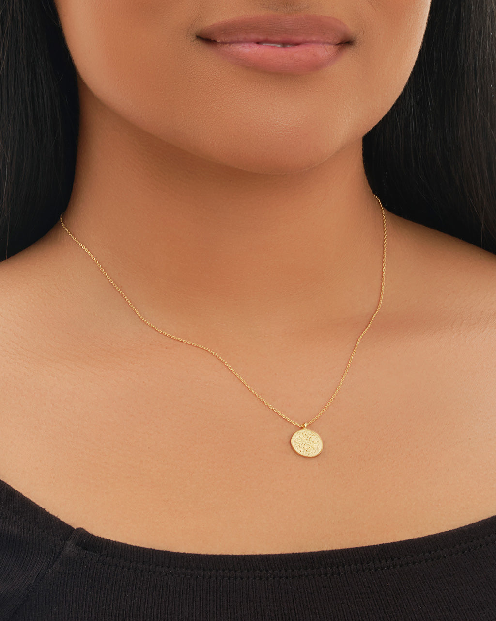 Sterling Silver Textured Round Disk Pendant Necklace Sterling Forever 
