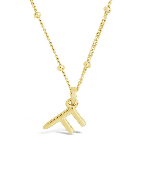 Sterling Silver Initial Necklace with Beaded Chain Necklace Sterling Forever Gold F 