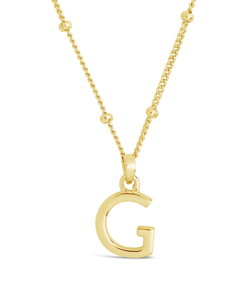 Sterling Silver Initial Necklace with Beaded Chain Necklace Sterling Forever Gold G 