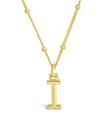 Sterling Silver Initial Necklace with Beaded Chain Necklace Sterling Forever Gold I 