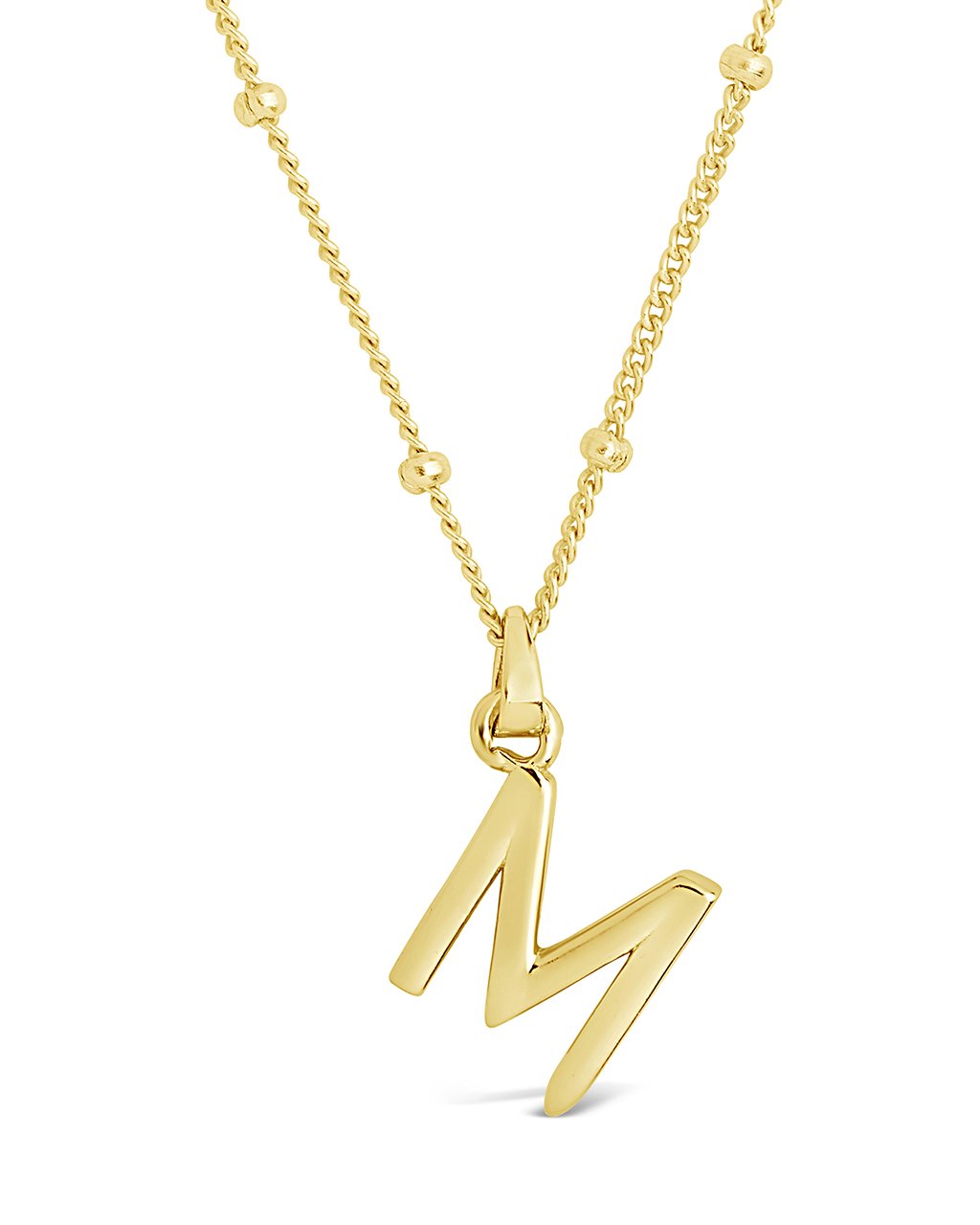 Sterling Silver Initial Necklace with Beaded Chain Necklace Sterling Forever Gold M 
