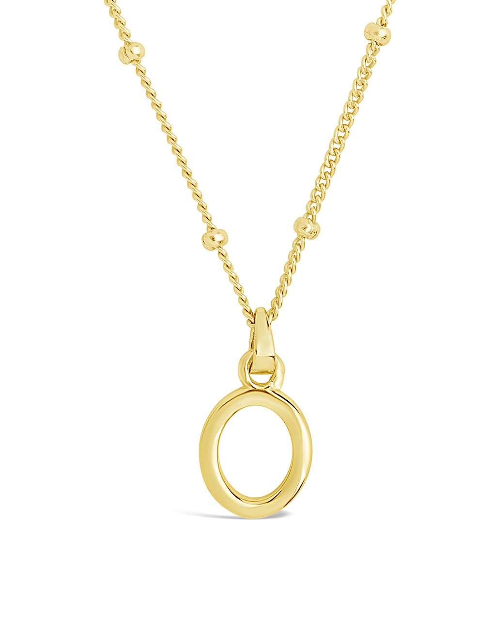 Sterling Silver Initial Necklace with Beaded Chain Necklace Sterling Forever Gold O 