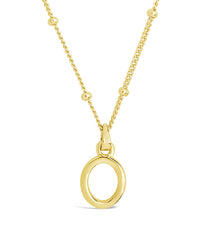Sterling Silver Initial Necklace with Beaded Chain Necklace Sterling Forever Gold O 
