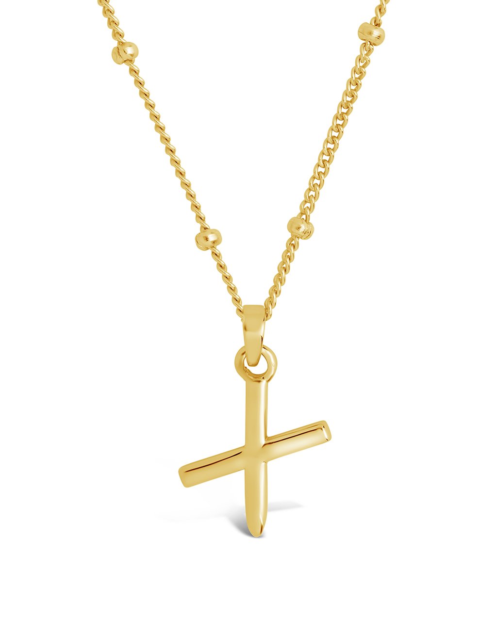 Sterling Silver Initial Necklace with Beaded Chain Necklace Sterling Forever Gold X 