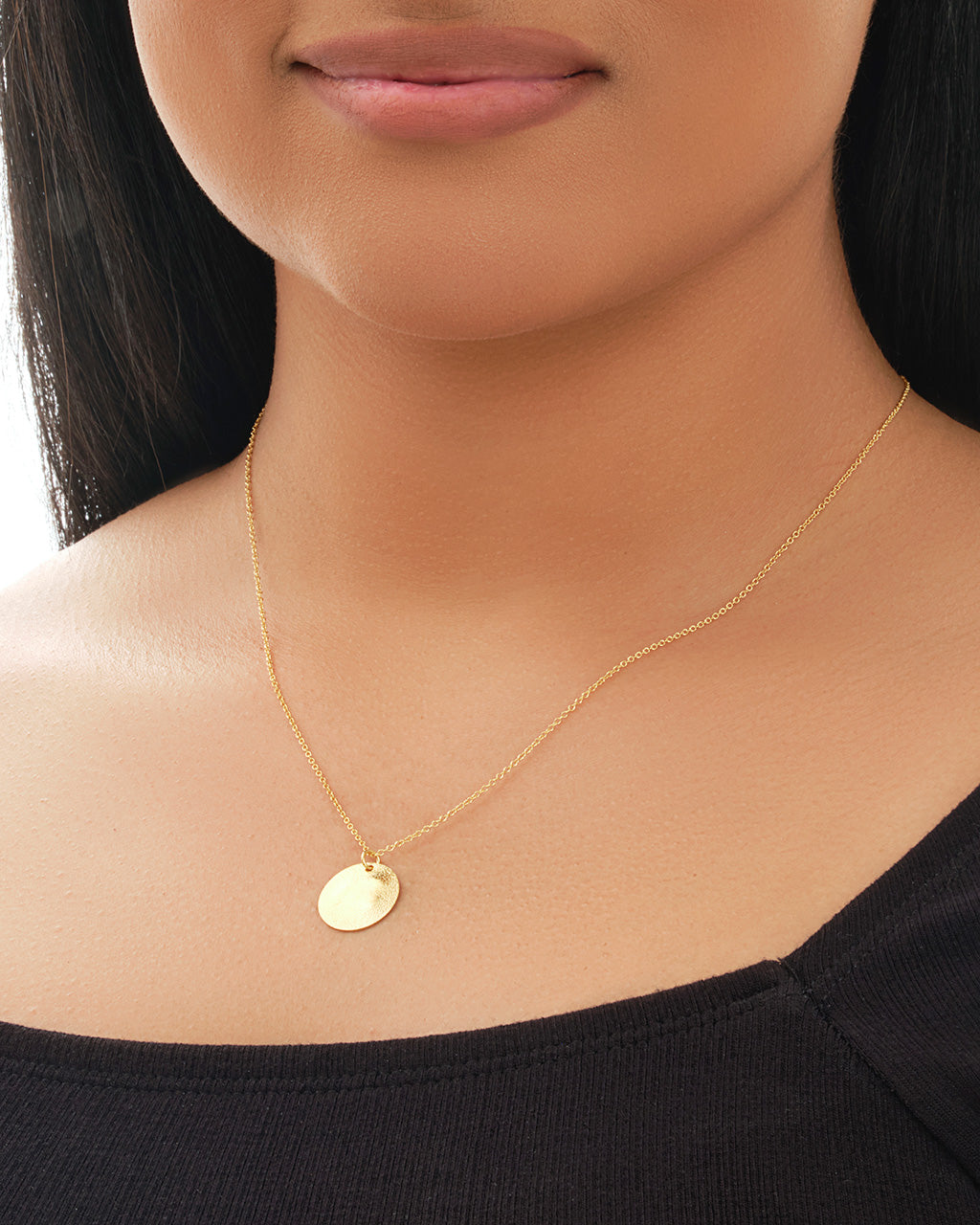 Sterling Silver Textured Wave Disk Necklace Necklace Sterling Forever 