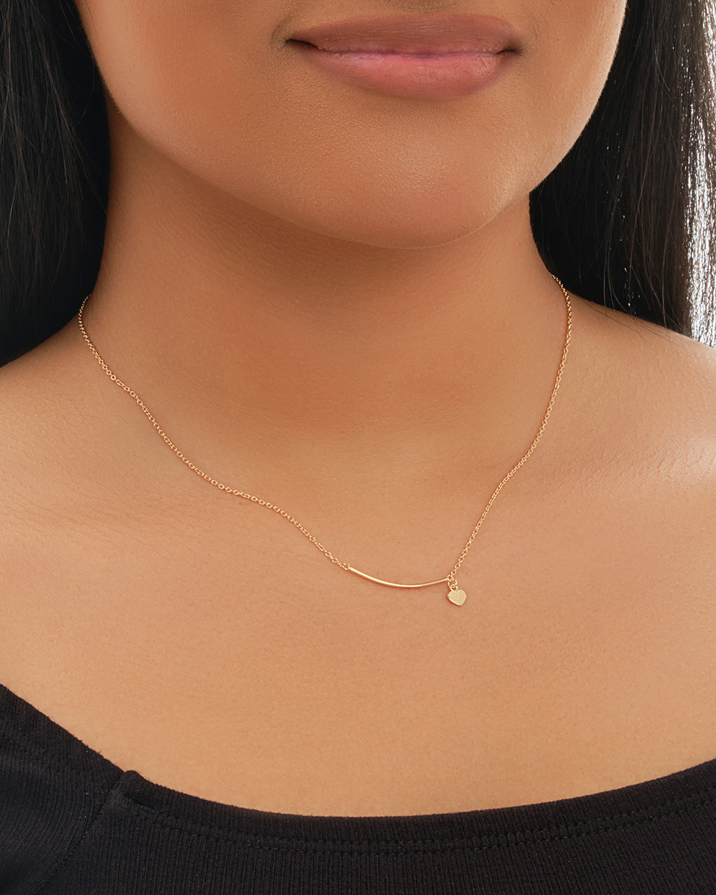 Sterling Silver Polished Bar & Heart Drop Necklace Necklace Sterling Forever 