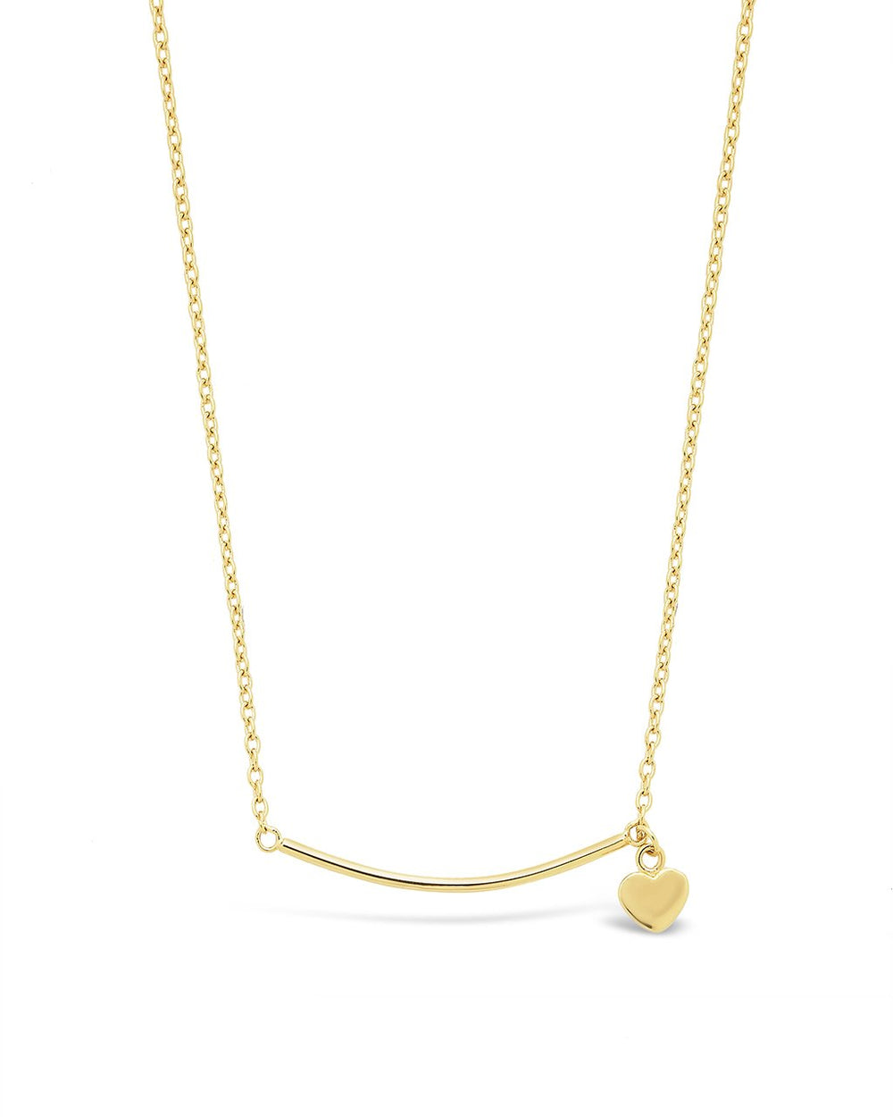 Sterling Silver Polished Bar & Heart Drop Necklace Necklace Sterling Forever Gold