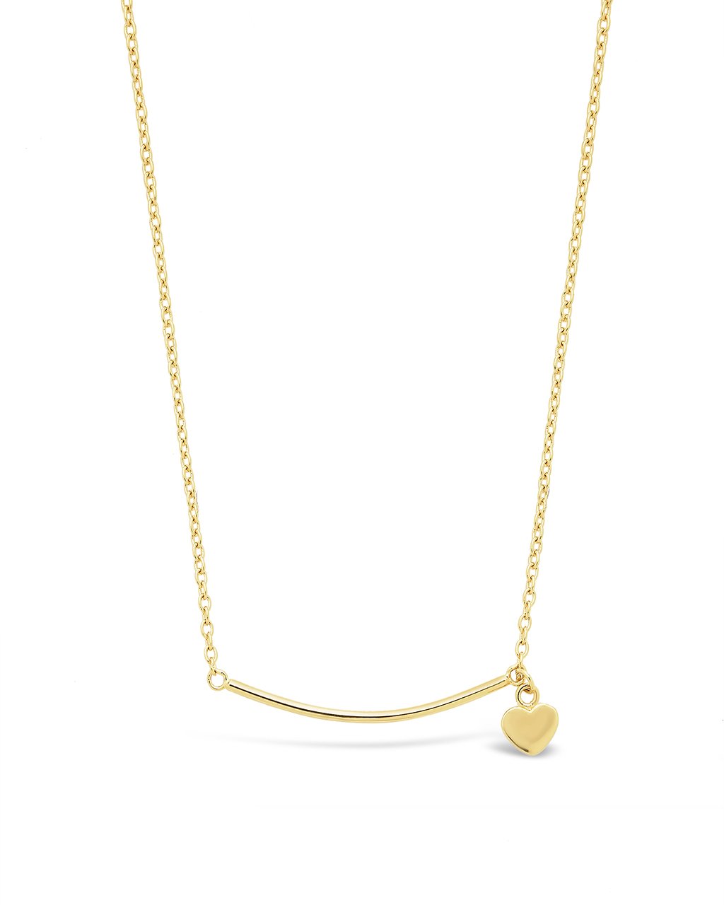 Sterling Silver Polished Bar & Heart Drop Necklace Necklace Sterling Forever Gold