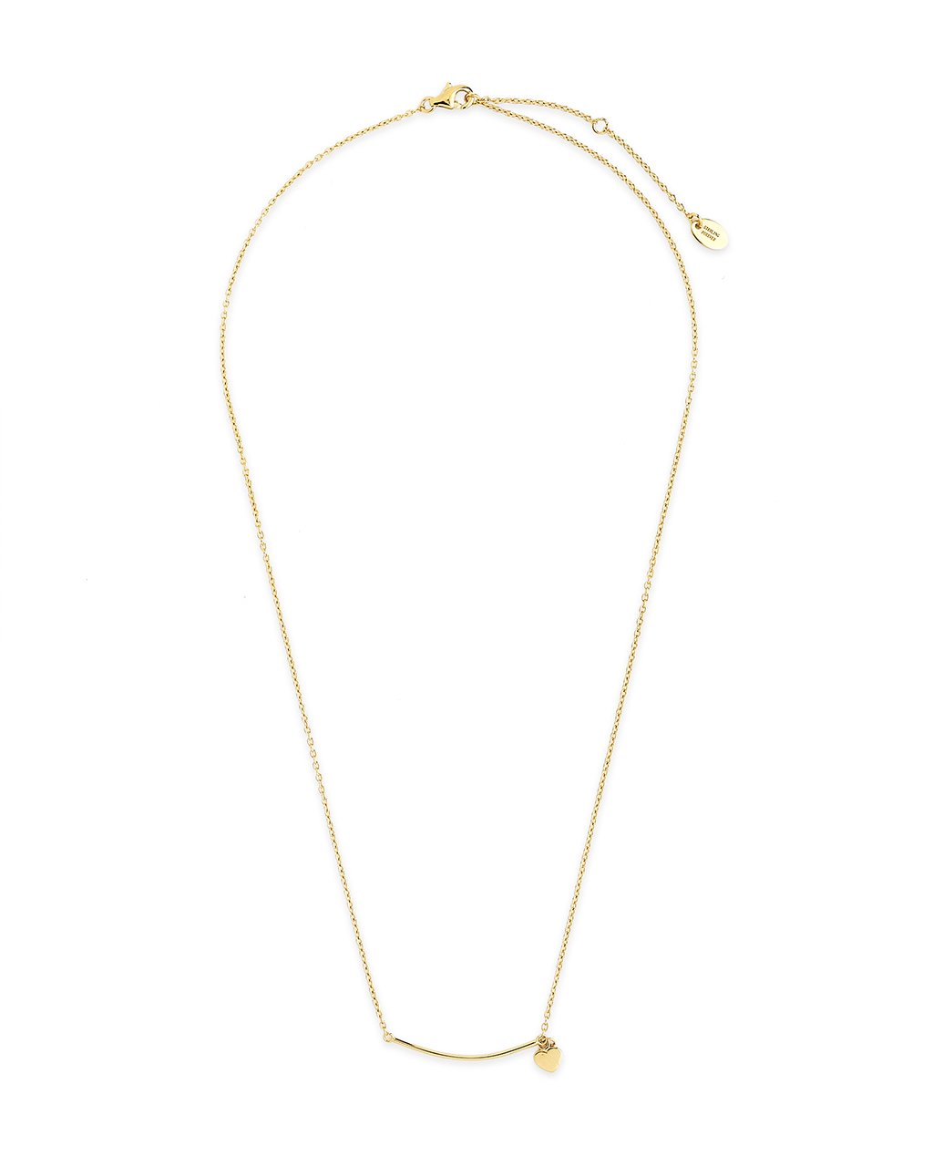 Sterling Silver Polished Bar & Heart Drop Necklace Necklace Sterling Forever