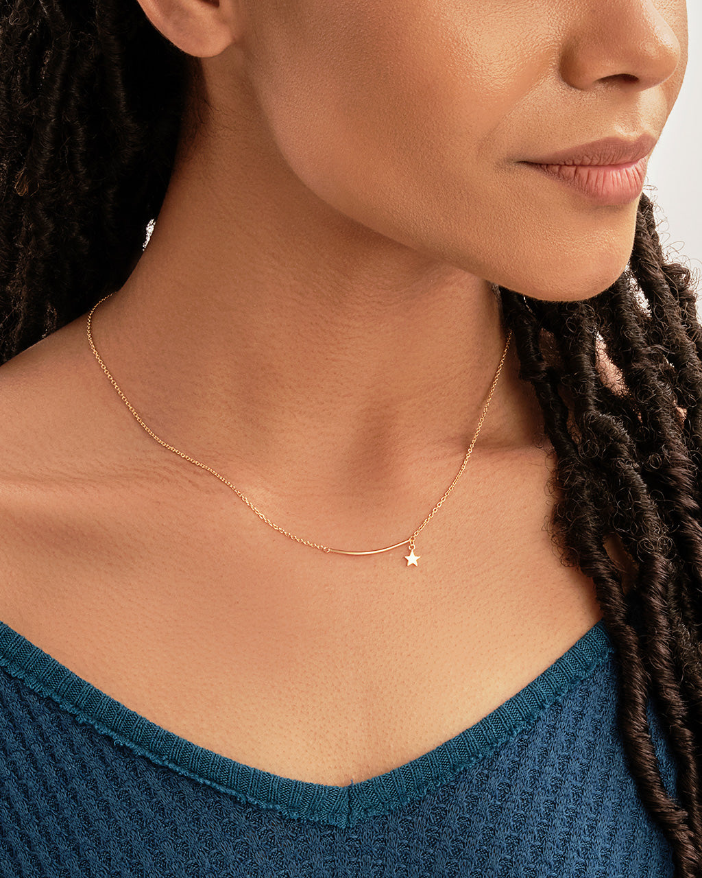Sterling Silver Polished Bar & Star Drop Necklace Necklace Sterling Forever 