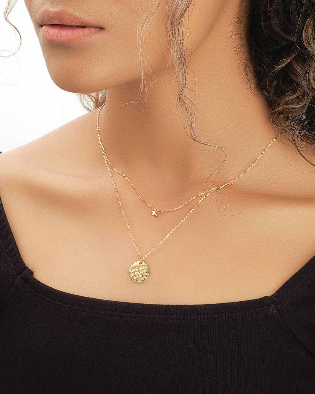 Sterling Silver Star & 'Love You to the Moon & Back' Disc Layered Necklace Necklace Sterling Forever 
