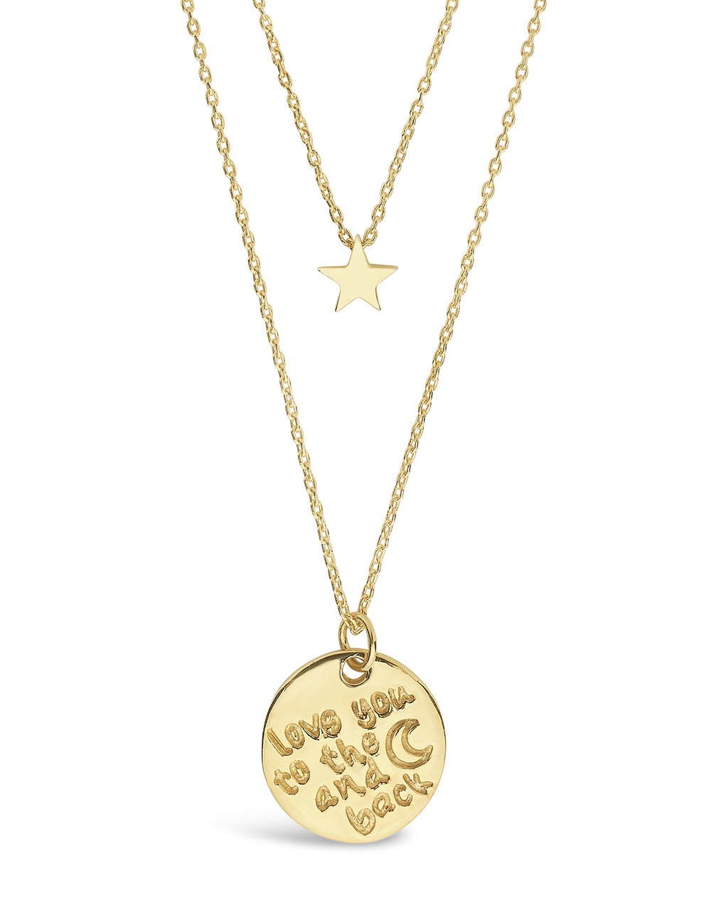 Sterling Silver Star & 'Love You to the Moon & Back' Disc Layered Necklace Necklace Sterling Forever Gold 