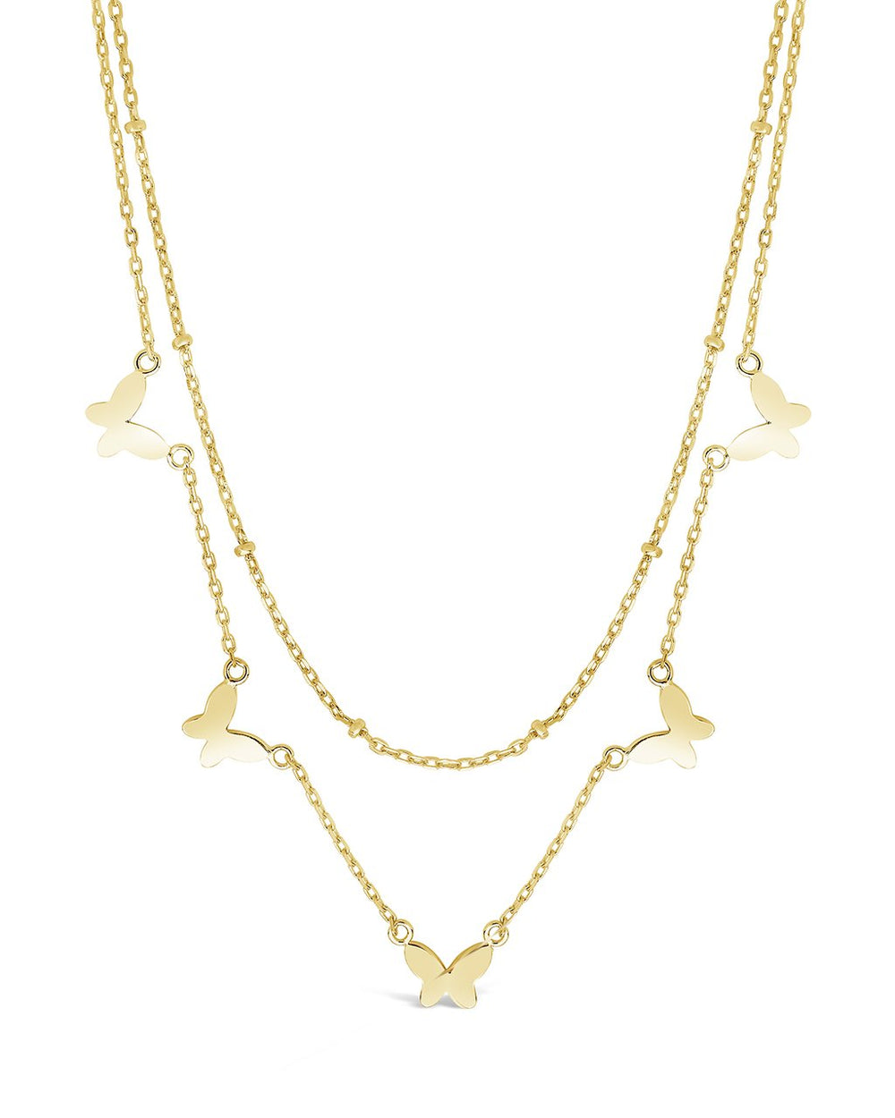 Sterling Silver Layered Butterfly Necklace Necklace Sterling Forever Gold 