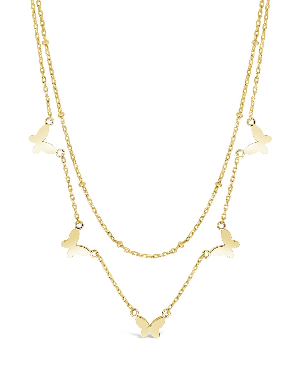 Sterling Silver Layered Butterfly Necklace Necklace Sterling Forever Gold 