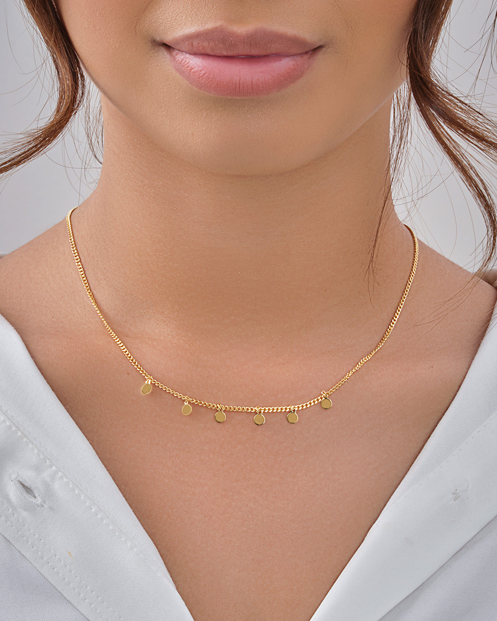Sterling Silver Dainty Curb Chain with Disk Charms Necklace Sterling Forever 