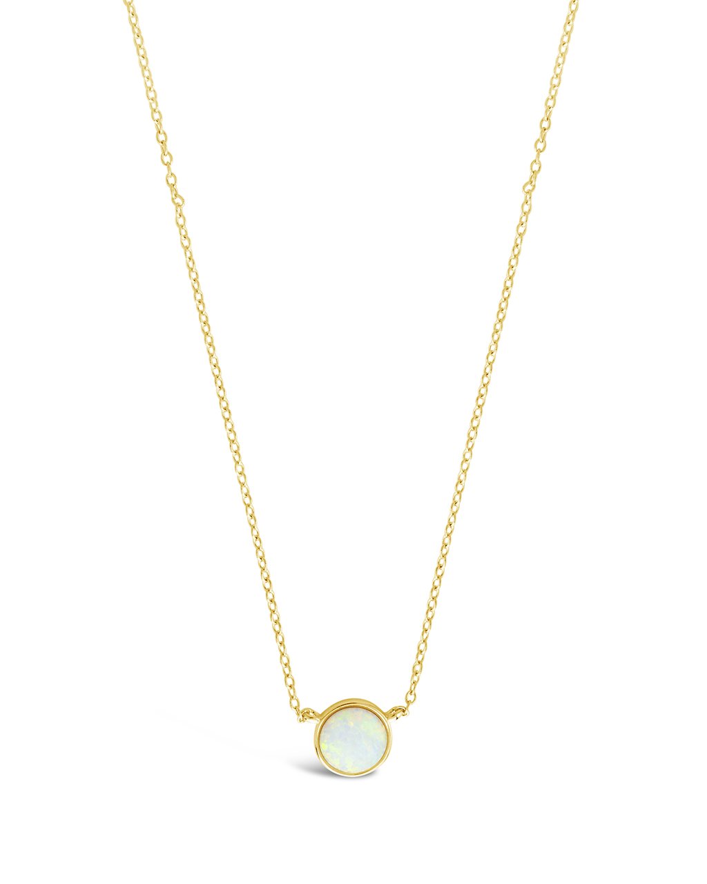 Sterling Silver Stationed Opal Disk Necklace - Sterling Forever