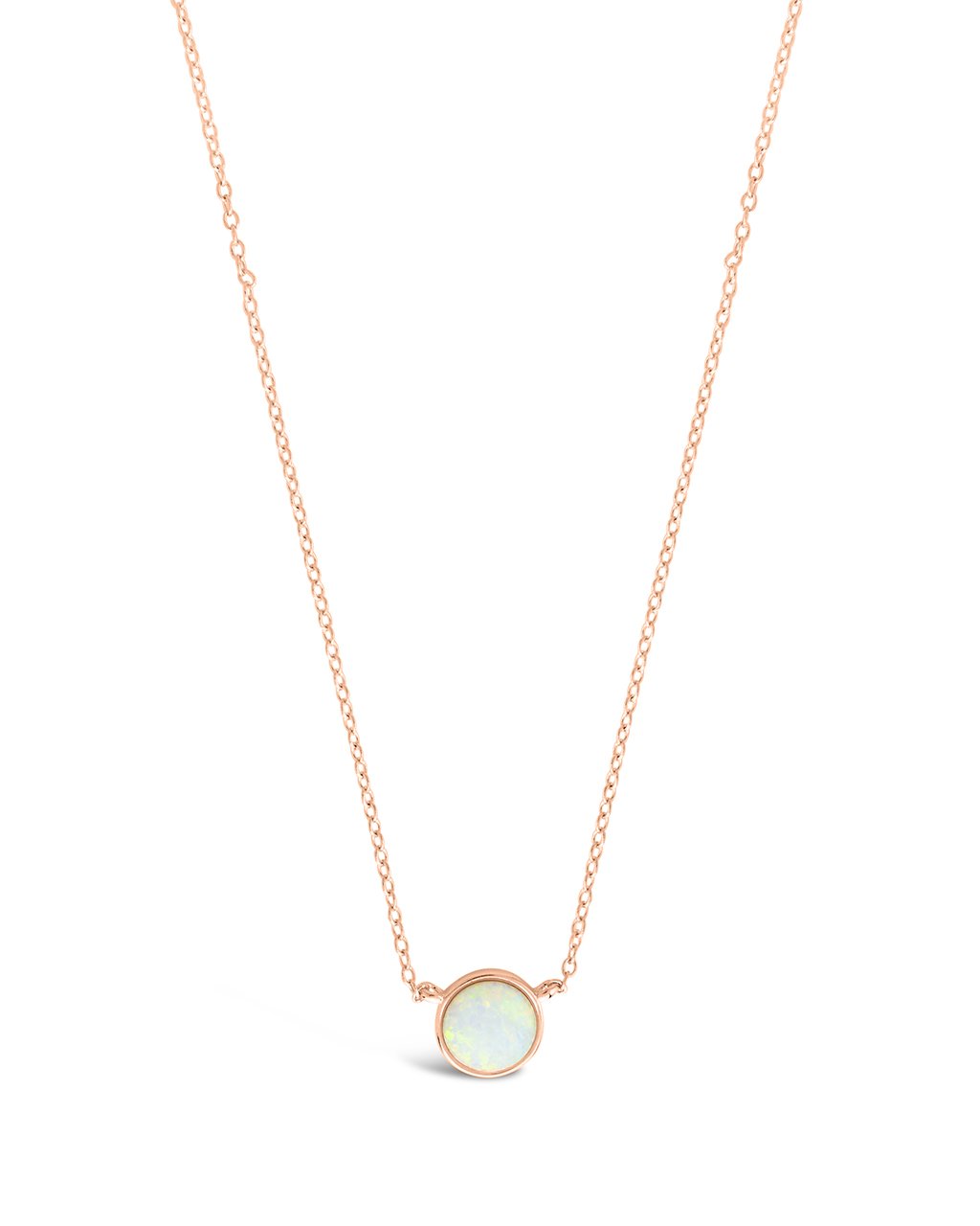 Sterling Silver Stationed Opal Disk Necklace - Sterling Forever