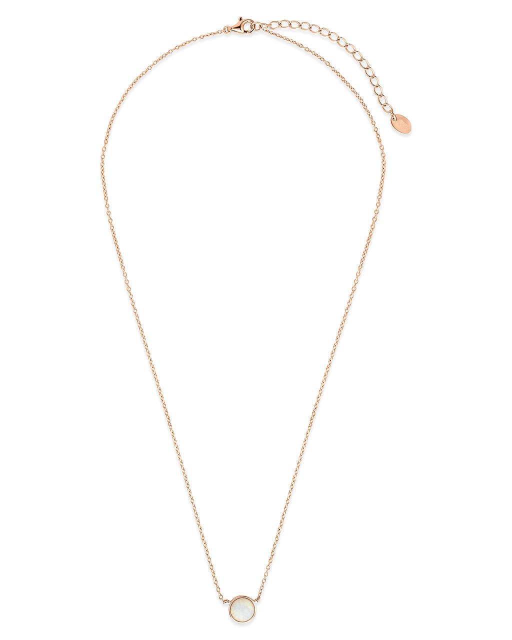 Sterling Silver Stationed Opal Disk Necklace - Sterling Forever