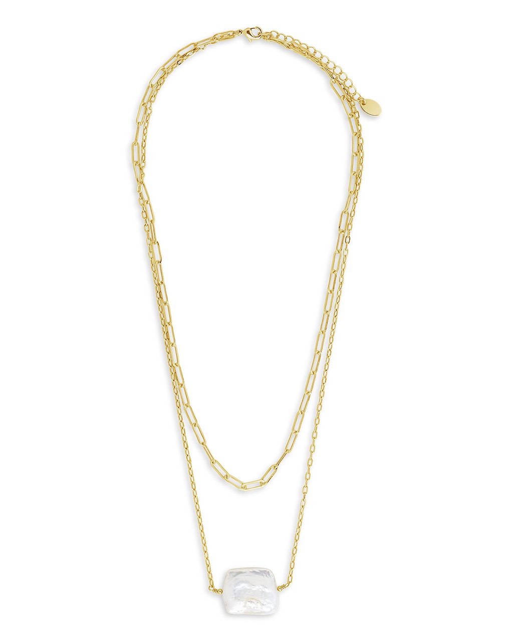 Chain Link and Pearl Layered Necklace - Sterling Forever
