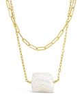 Chain Link and Pearl Layered Necklace - Sterling Forever