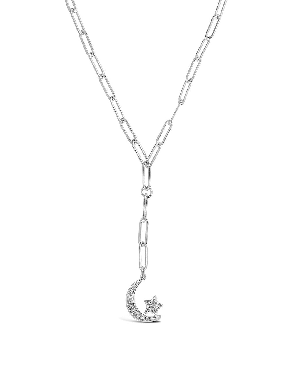 CZ Moon & Star Chain Link Necklace - Sterling Forever