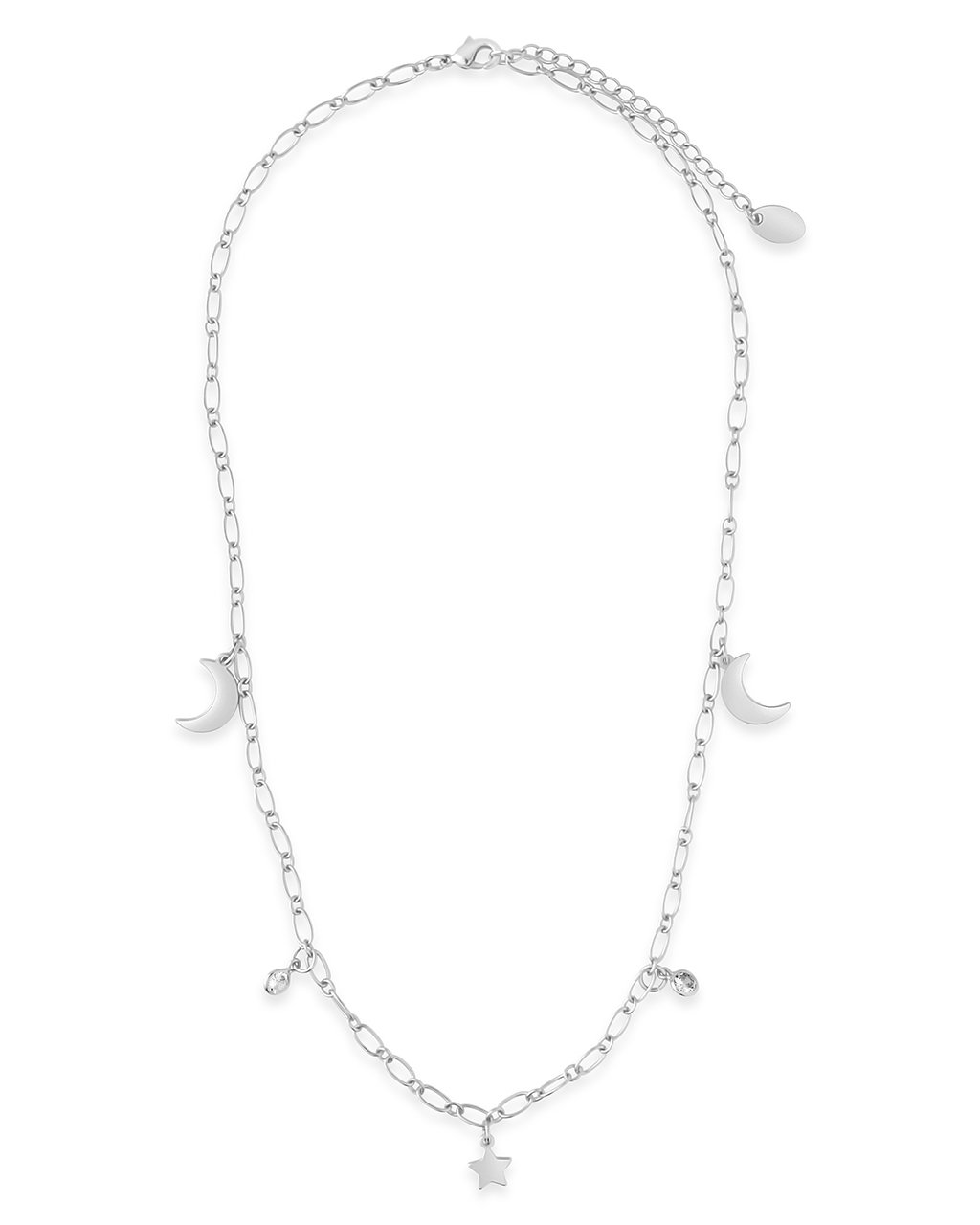 Sparkling CZ, Star, & Moon Chain Necklace - Sterling Forever