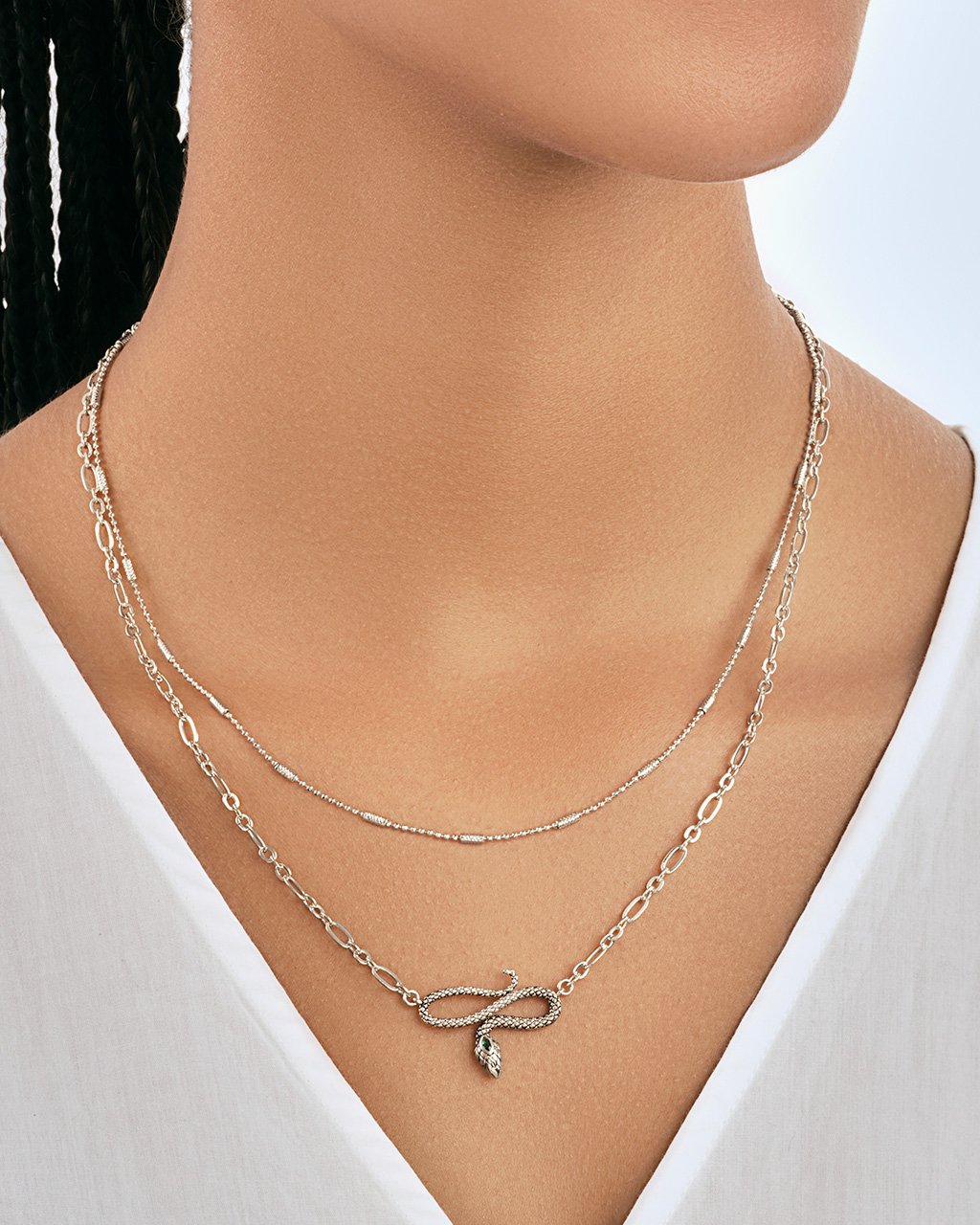 Linked Snake Layered Necklace Necklace Sterling Forever 