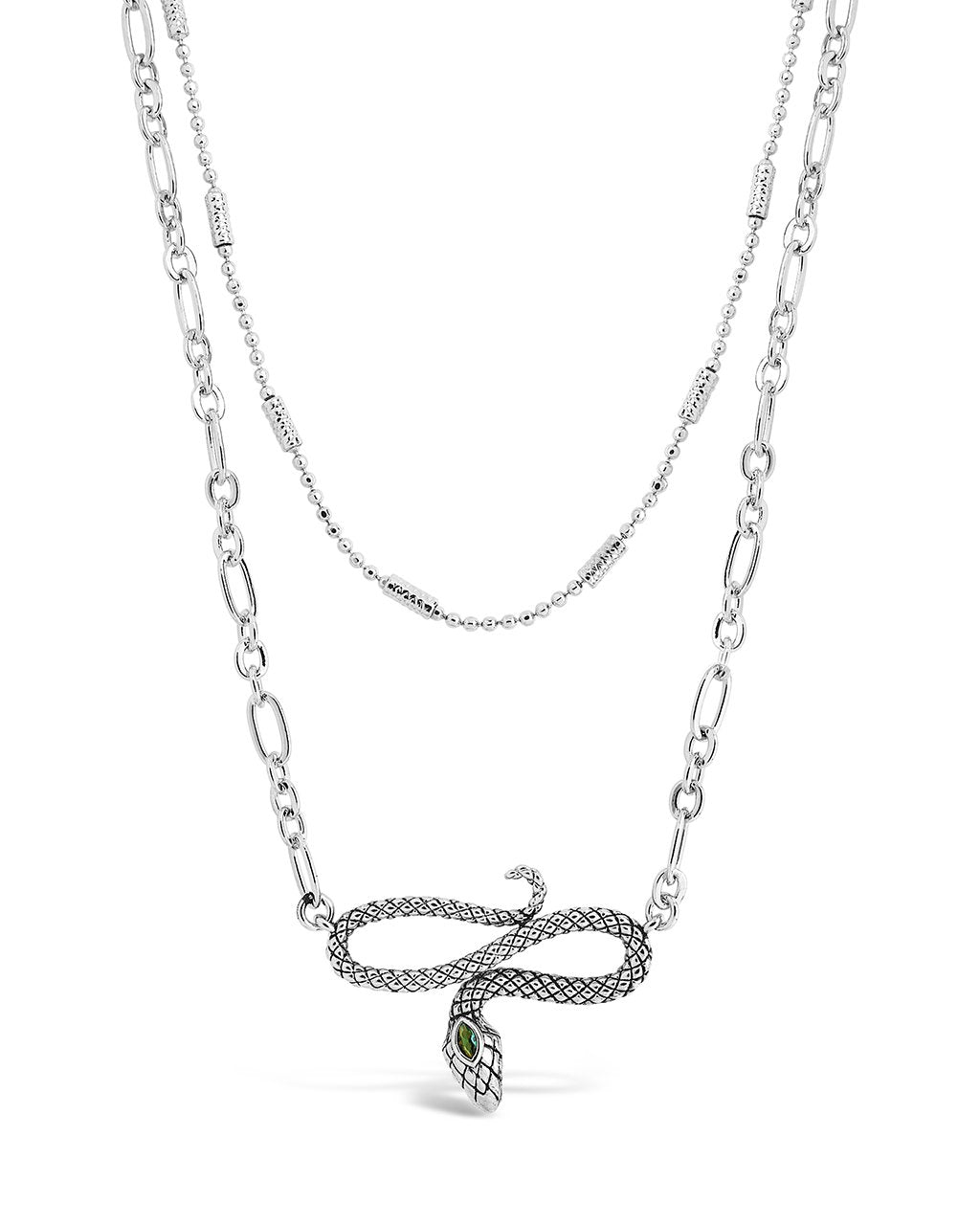Linked Snake Layered Necklace Necklace Sterling Forever Silver