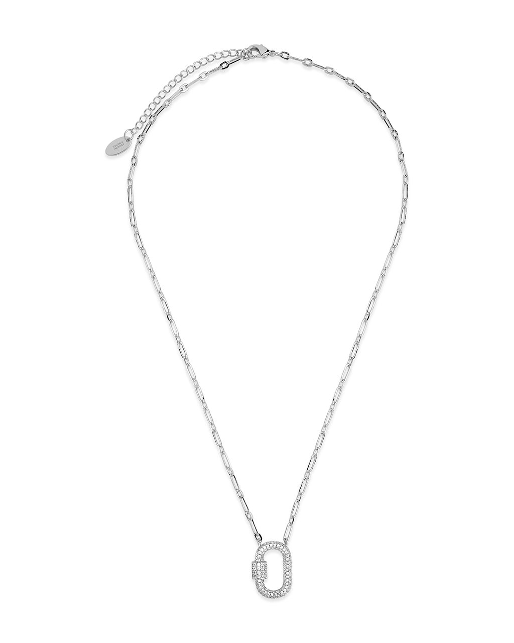Pave CZ Carabiner Linked Lock Necklace | Sterling Forever