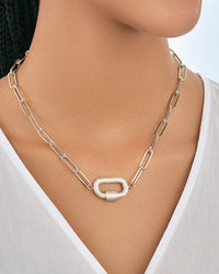 Pave CZ Carabiner Linked Lock Necklace Necklace Sterling Forever 