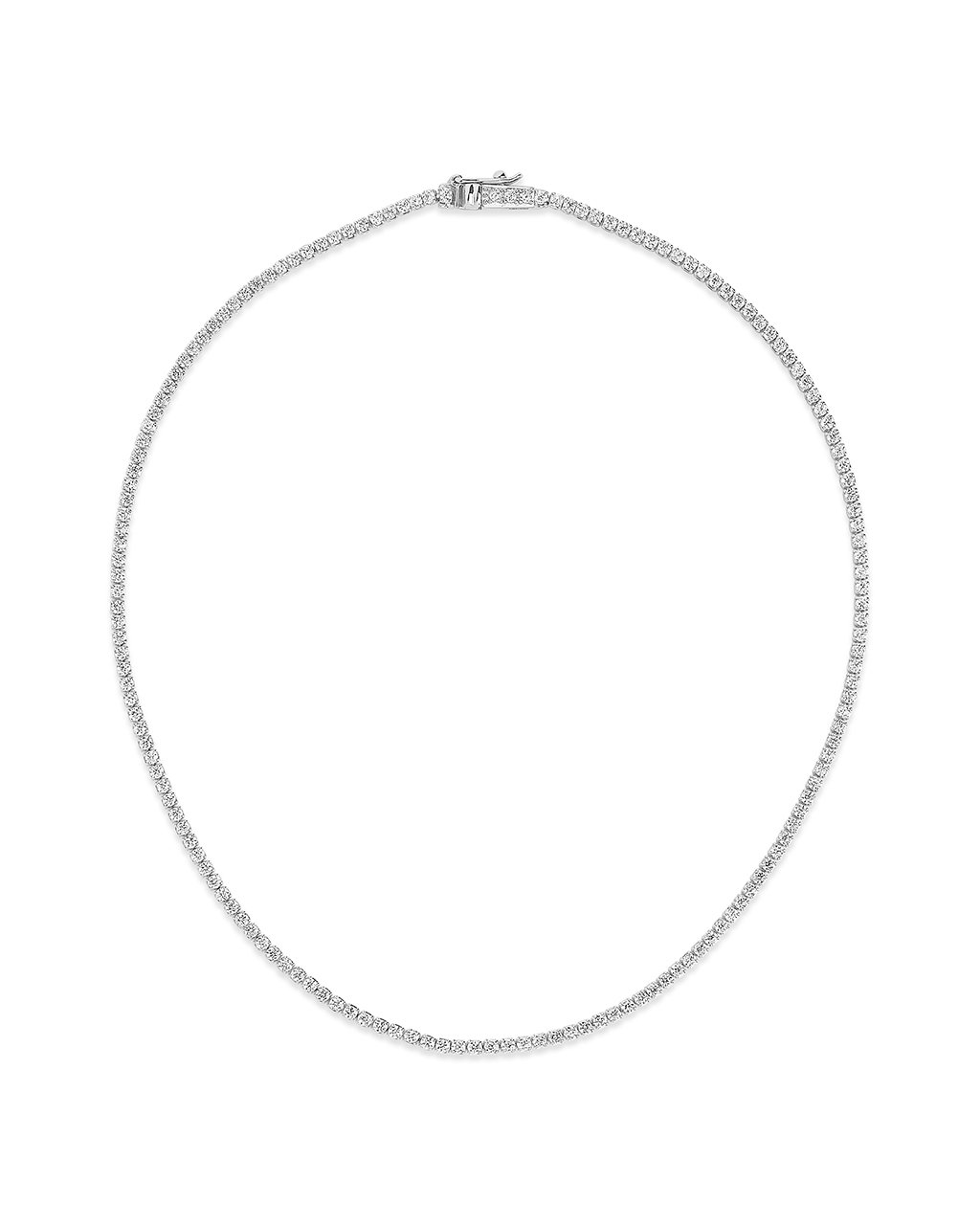 Bezel CZ Tennis Necklace Necklace Sterling Forever Silver 13" 
