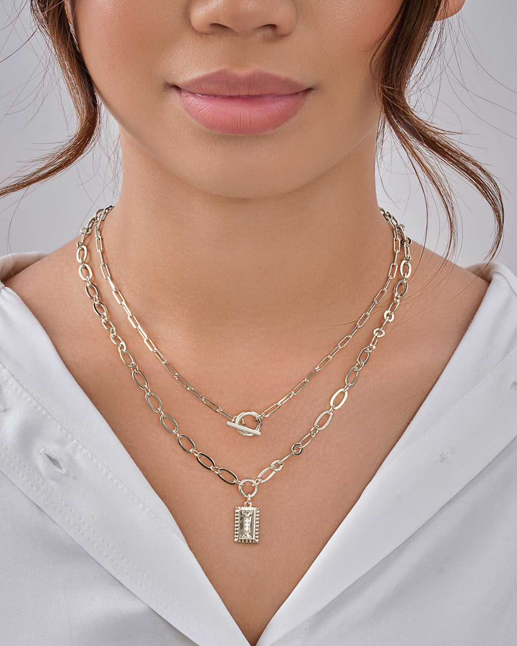 Toggle and Pendant Chain Layered Necklace Necklace Sterling Forever 