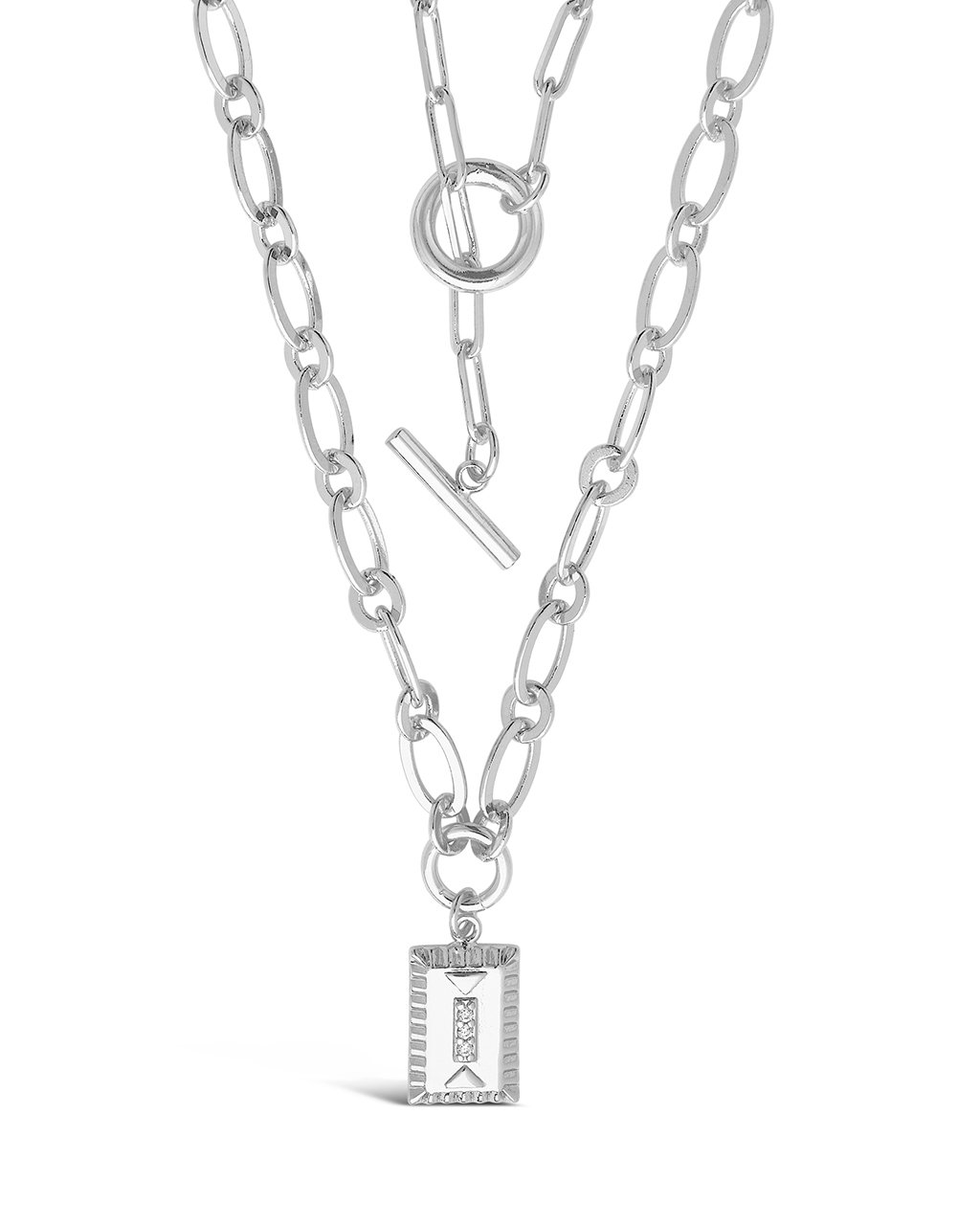 Toggle and Pendant Chain Layered Necklace Necklace Sterling Forever Silver 