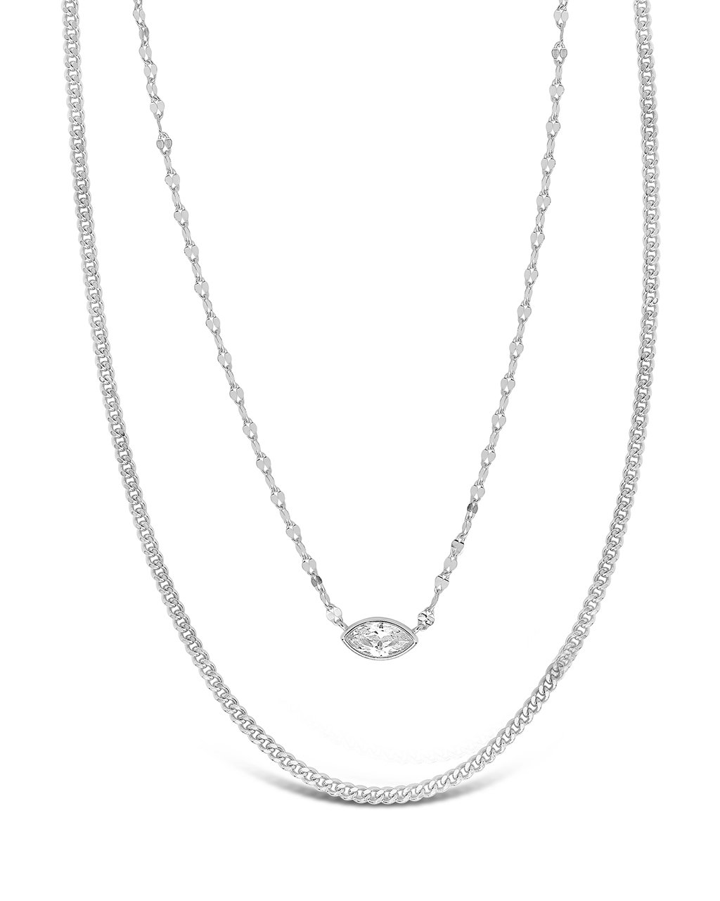 CZ Dainty Layered Necklace Necklace Sterling Forever Silver 