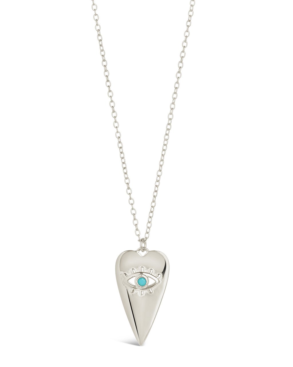 Heart Pendant with Turquoise Evil Eye Pendant Necklace Sterling Forever Silver 