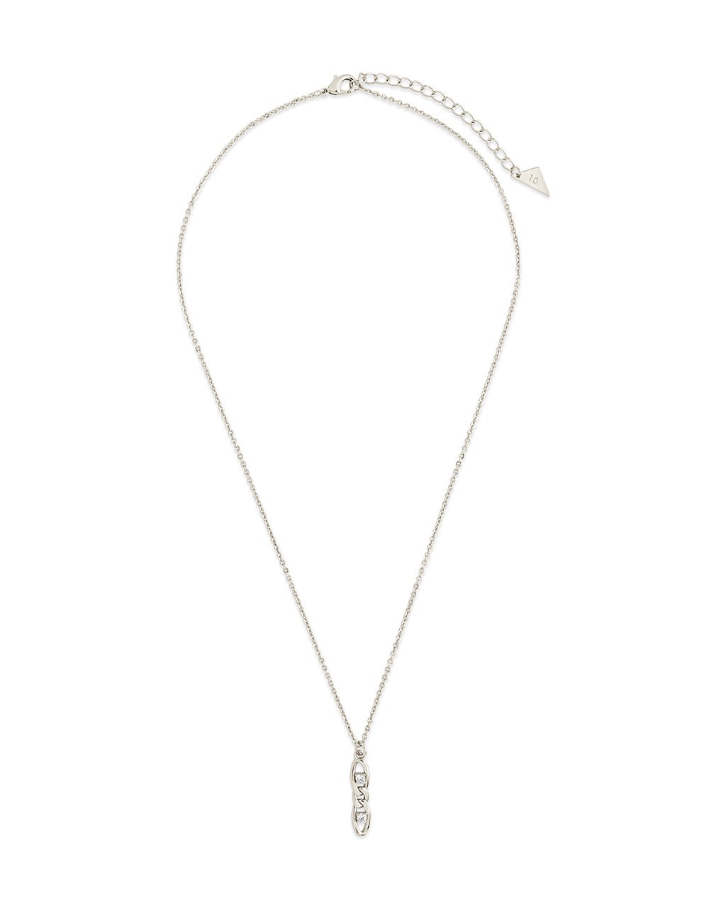 CZ Studded Figaro Link Pendant Necklace Necklace Sterling Forever 