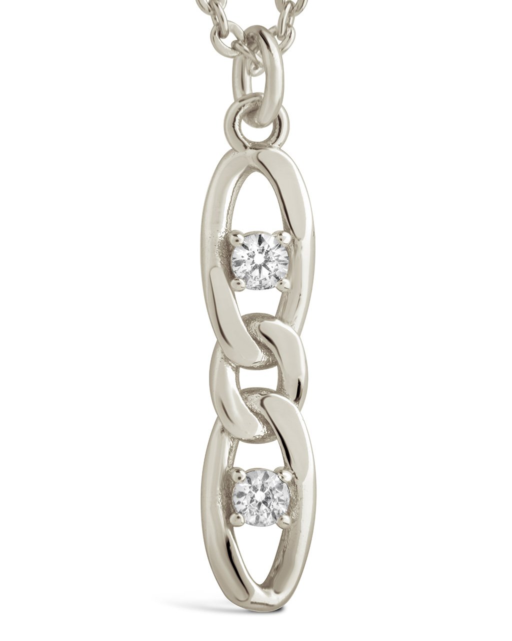 CZ Studded Figaro Link Pendant Necklace Necklace Sterling Forever 