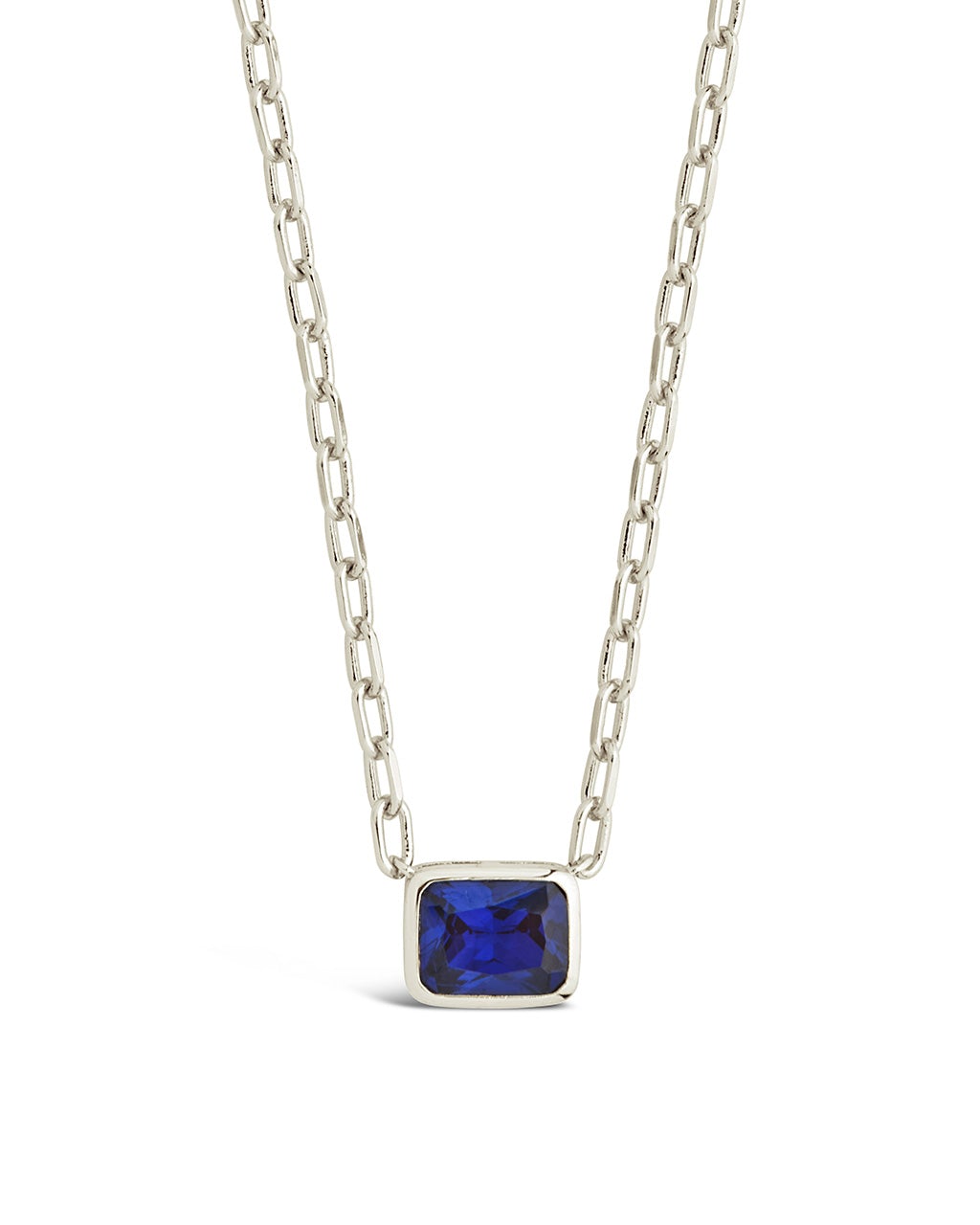 Sapphire Cushion-Cut Bezel Pendant Necklace Necklace Sterling Forever Silver 