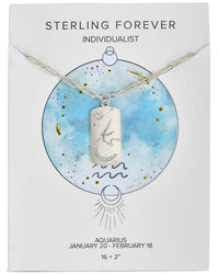 Constellation Dog Tag Necklace Necklace Sterling Forever Silver Aquarius (Jan 20 - Feb 18) 