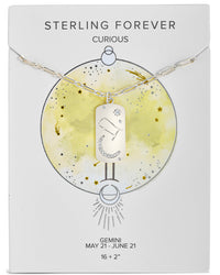 Constellation Dog Tag Necklace Necklace Sterling Forever Silver Gemini (May 21 - Jun 20) 