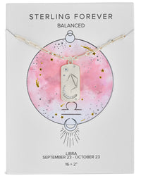 Constellation Dog Tag Necklace Necklace Sterling Forever Silver Libra (Sept 23 - Oct 22) 