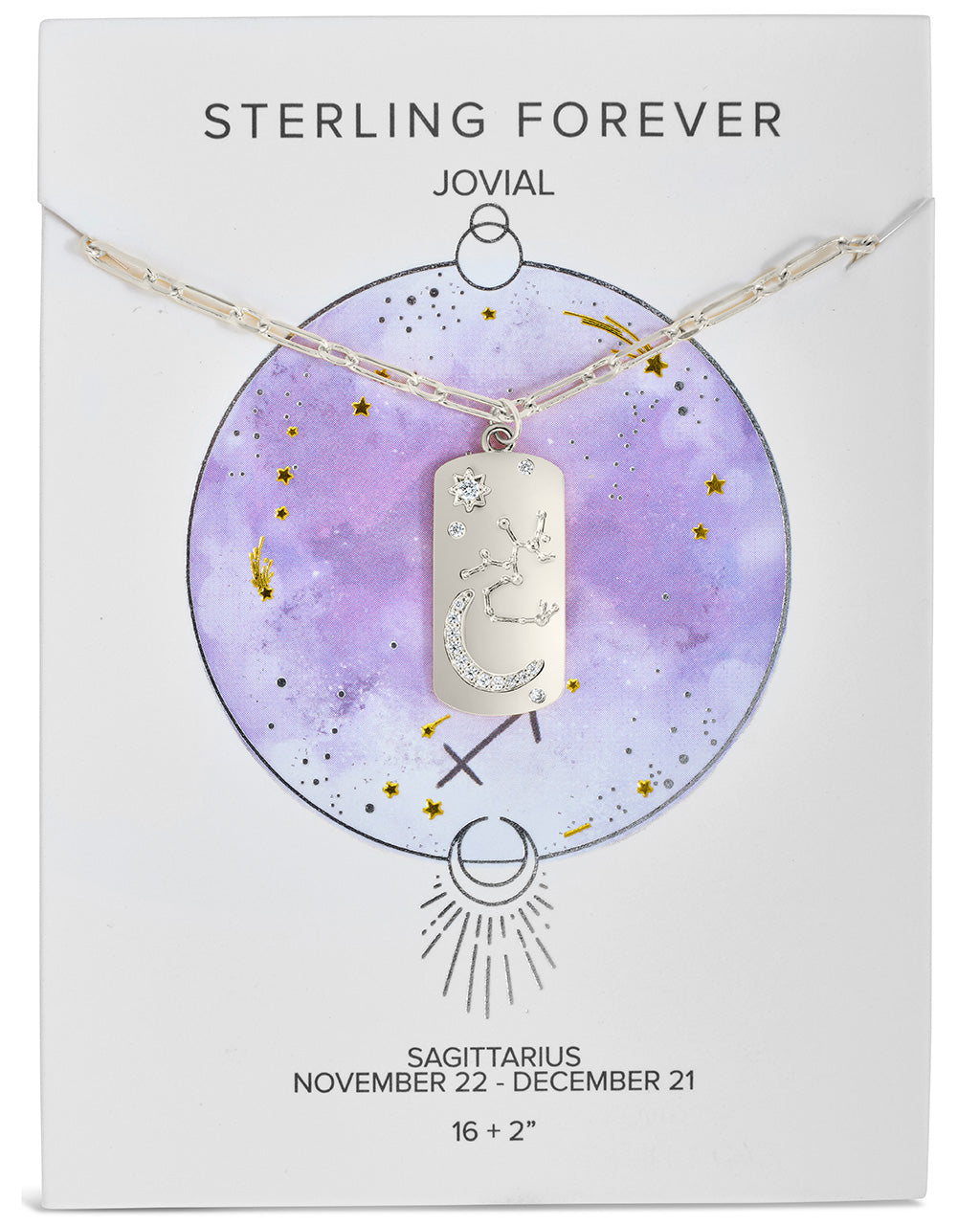 Constellation Dog Tag Necklace Necklace Sterling Forever Silver Sagittarius (Nov 22 - Dec 21) 
