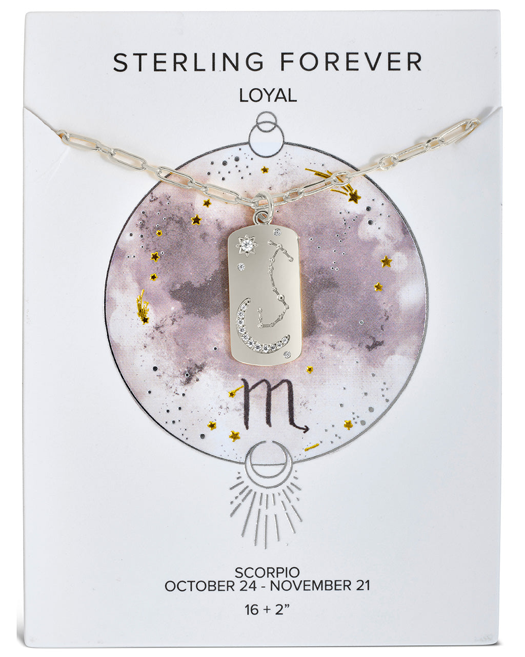 Constellation Dog Tag Necklace Necklace Sterling Forever Silver Scorpio (Oct 23 - Nov 21) 